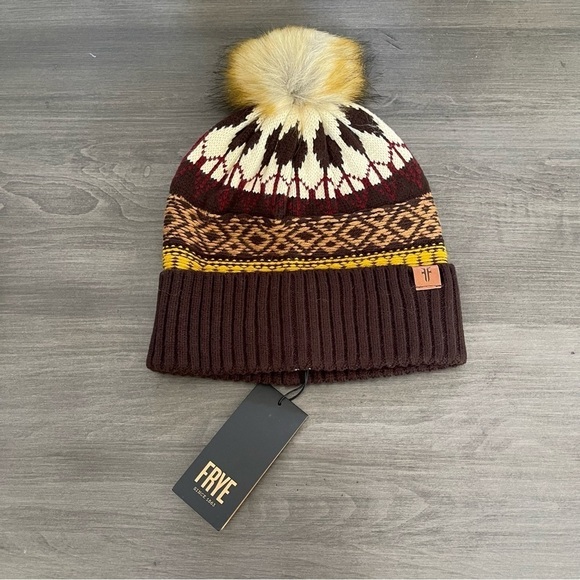 Frye Fair Isle Cuff Beanie with Pom - Picture 3 of 8